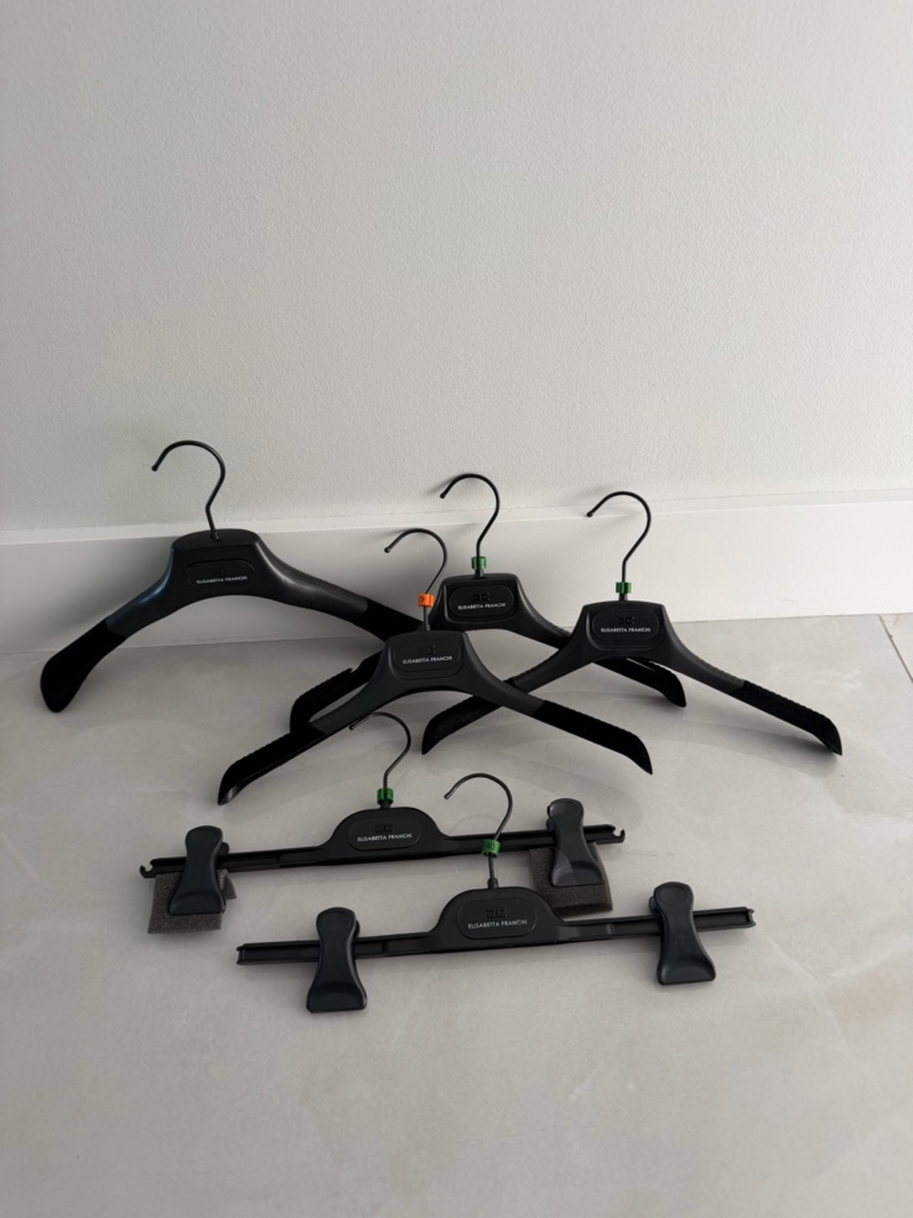 Rare Elisabetta Franchi Black Plastic Clothing Hangers - Set of 6 PRICED TO SELL
